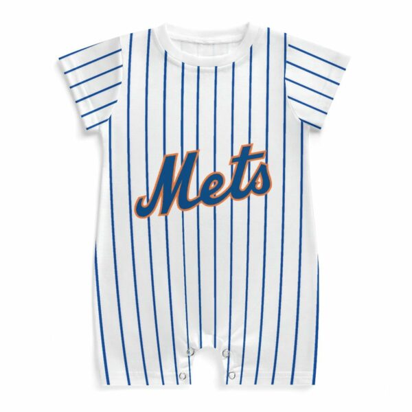 Custom Baby Baseball Jersey Bodysuit – Mets Inspired – Personalized Name & Number – Baby Shower Gift